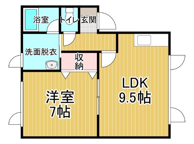 光陽II(1LDK/2階)の間取り写真