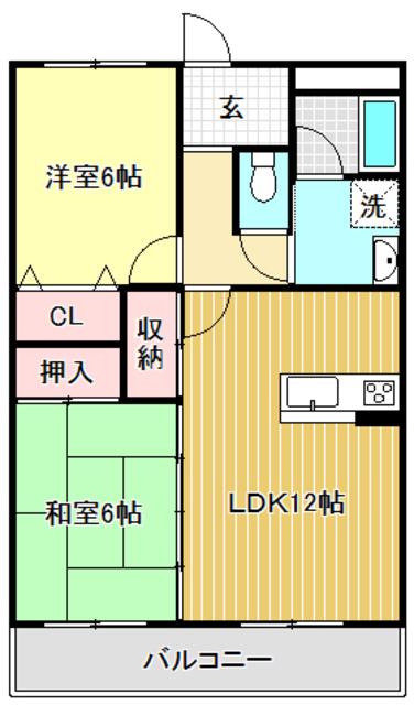 トゥジュール・ヴェール(2LDK/3階)の間取り写真
