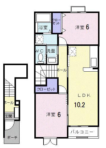 スウィートメゾンI(2LDK/2階)の間取り写真