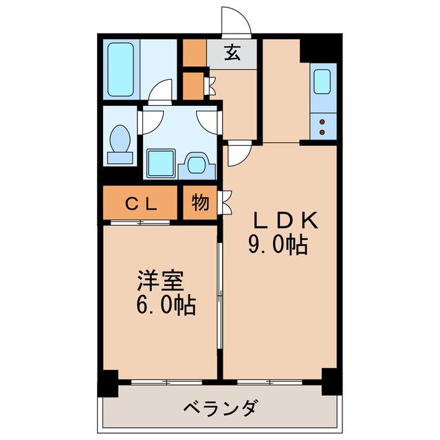 錦ハーモニービル(1LDK/8階)の間取り写真