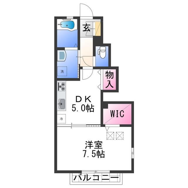 RASSURE(1DK/1階)の間取り写真