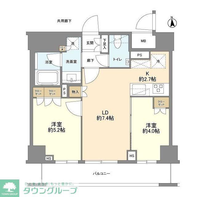 オープンレジデンシア御徒町(2LDK/9階)の間取り写真