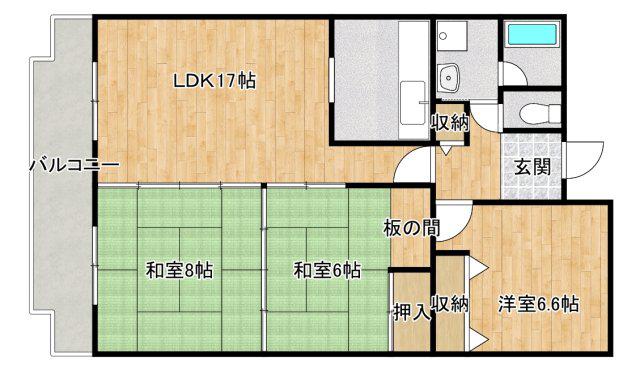 メゾン北千里(3LDK/3階)の間取り写真
