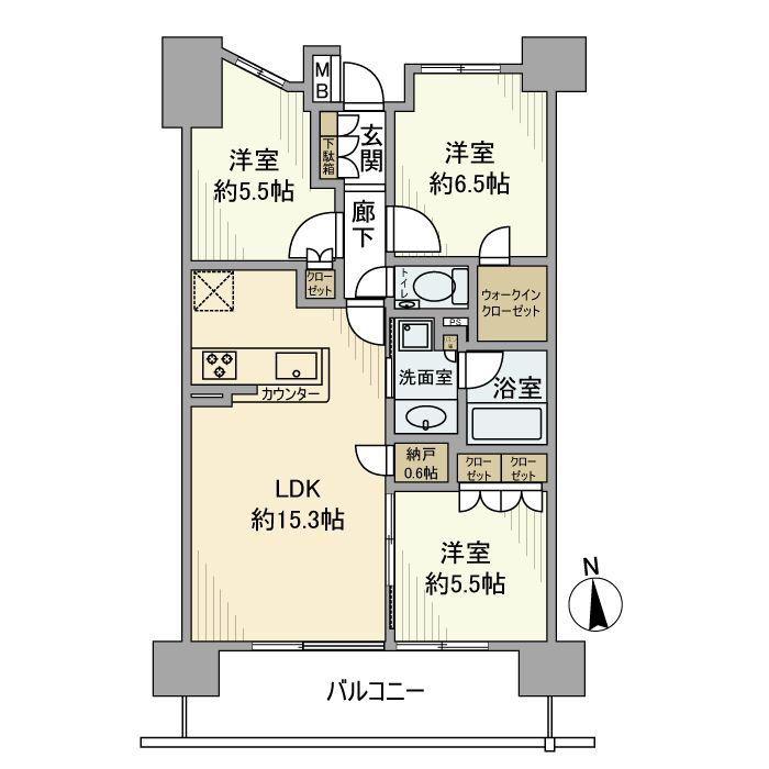 オアシティ錦糸町(3LDK/10階)の間取り写真