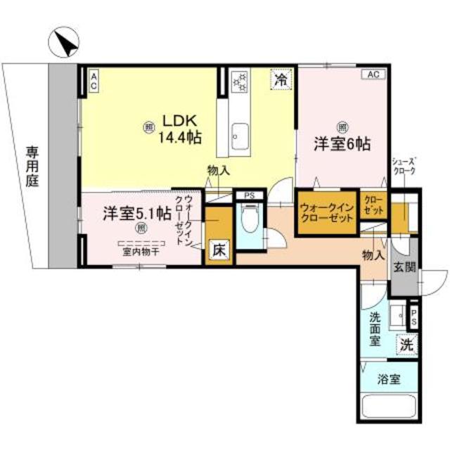 ディーレガシー中百舌鳥(2LDK/1階)の間取り写真