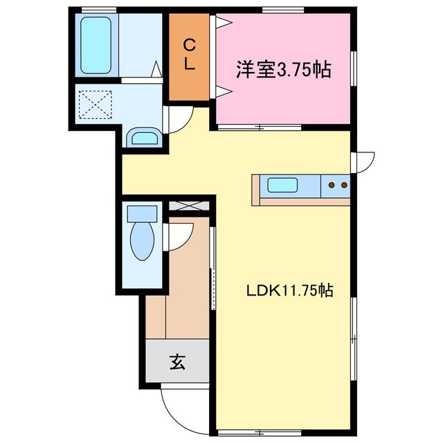 リーブルファイン算所2(1LDK/1階)の間取り写真
