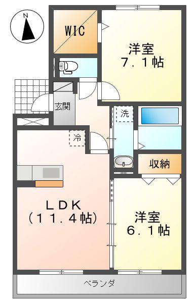 コンフォートM(2LDK/2階)の間取り写真