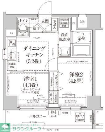 ルフレプレミアム押上イースト(2DK/9階)の間取り写真