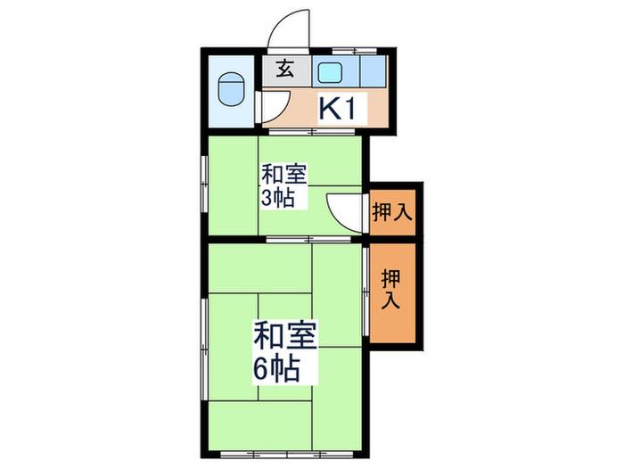 本多荘(2K/1階)の間取り写真