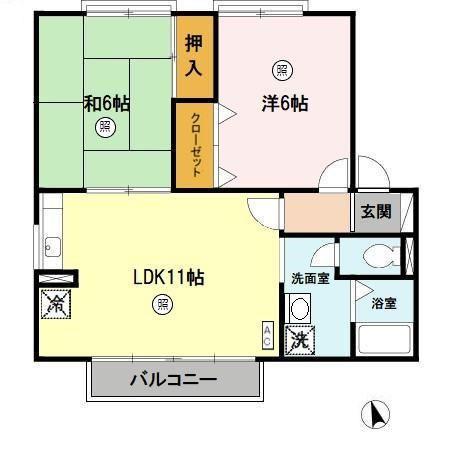 エクセレント山本(2LDK/2階)の間取り写真