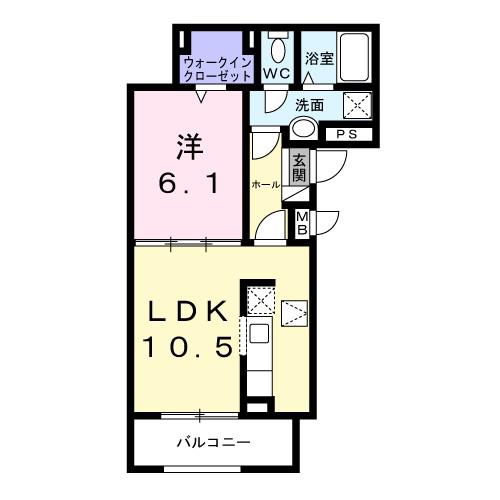 アプリコットIII(1LDK/1階)の間取り写真