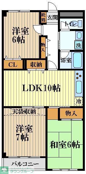 ヘリオス天神町レジデンス(3LDK/2階)の間取り写真