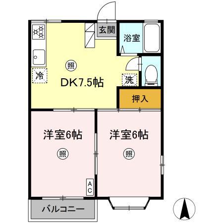 エステート笹谷 A(1LDK/1階)の間取り写真