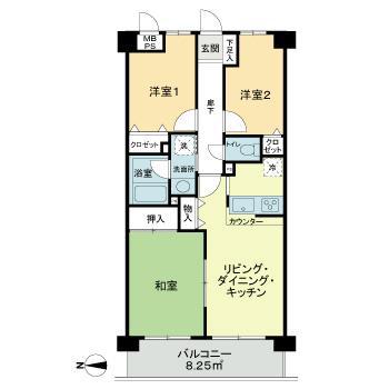 ライオンズガーデンヒルズ宮前平(3LDK/5階)の間取り写真