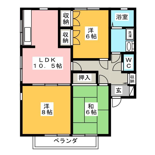 ラスベート21 B棟(3LDK/2階)の間取り写真