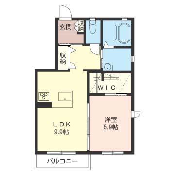 カーサ ファルコーネ(1LDK/1階)の間取り写真