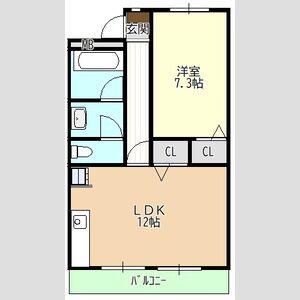 臼井ビル(1LDK/2階)の間取り写真
