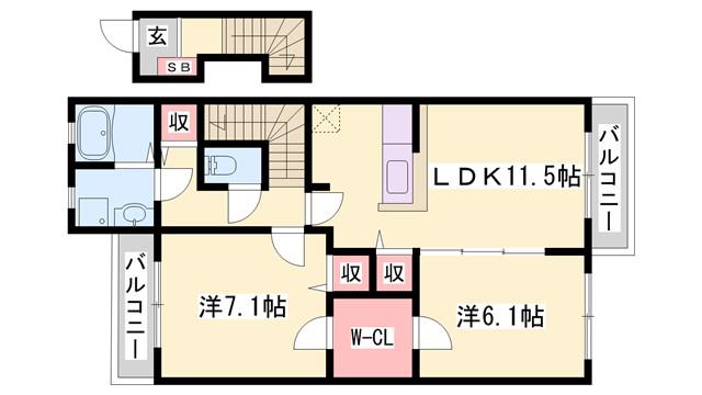 アルブルシャルマン(2LDK/2階)の間取り写真