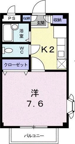 十楽ハイツ(1K/2階)の間取り写真