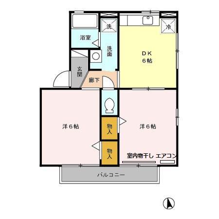 サンハイム一色 D(2DK/2階)の間取り写真