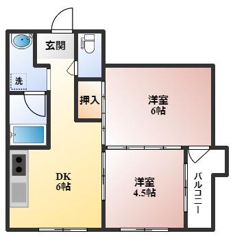 エーデル緑地(2DK/3階)の間取り写真