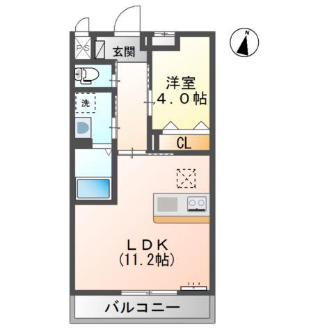 ルピナスII(1LDK/1階)の間取り写真