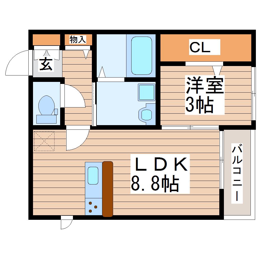D-ROOM志波町(1LDK/1階)の間取り写真