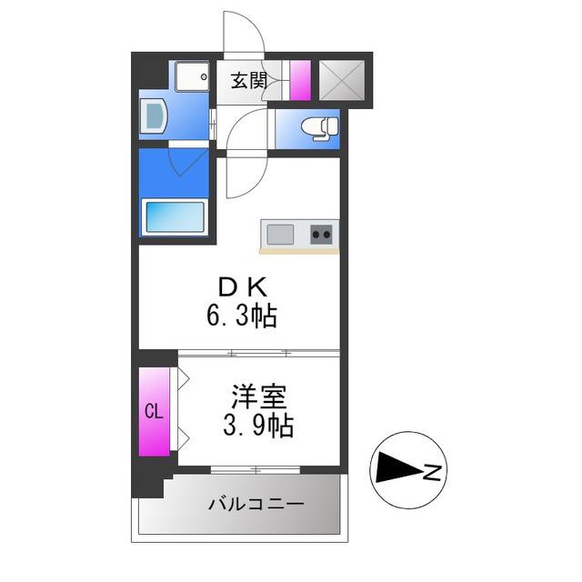 ヴィーナス今里(1DK/5階)の間取り写真
