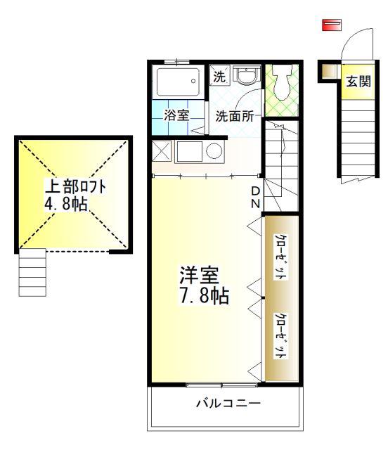 グランドール岩本III(1K/2階)の間取り写真