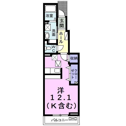 エアリー(ワンルーム/1階)の間取り写真