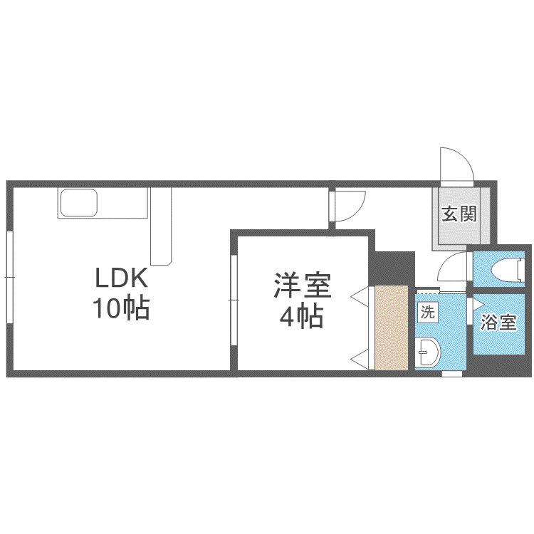 カピテーヌ円山(1DK/2階)の間取り写真
