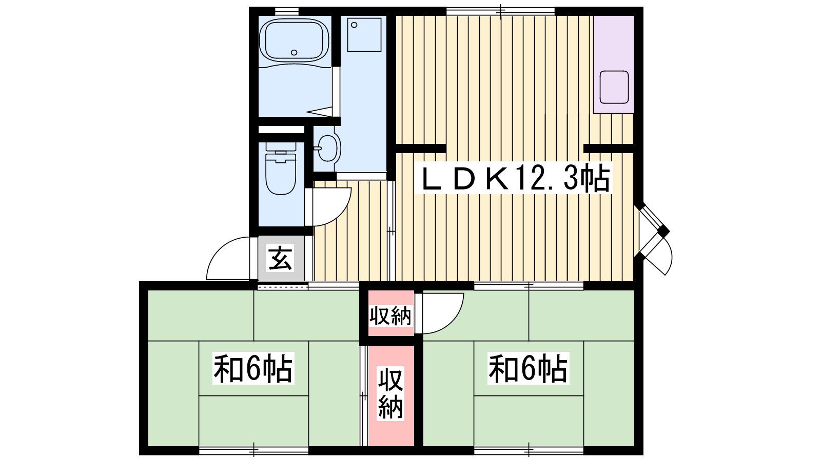 リトルフォレスト御立 D棟(2LDK/2階)の間取り写真