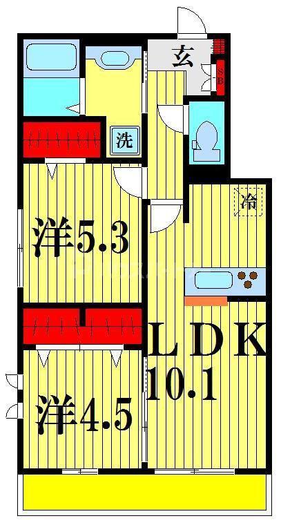 レガーメ(2LDK/2階)の間取り写真