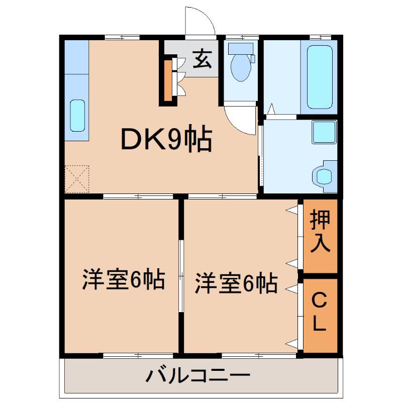 ユニオンレストV(2DK/2階)の間取り写真