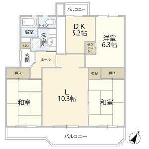 厚木毛利台ハイツ七号棟(3LDK/1階)の間取り写真