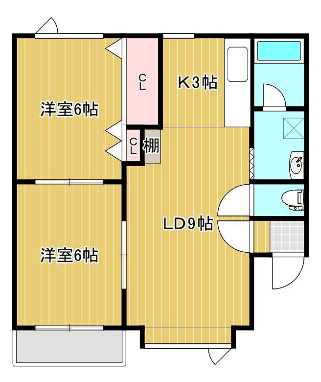 チューリップハイツ(2LDK/2階)の間取り写真