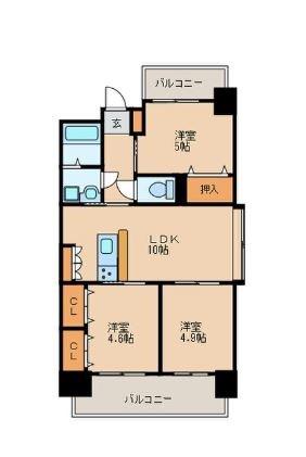 第35川崎ビル(3LDK/2階)の間取り写真
