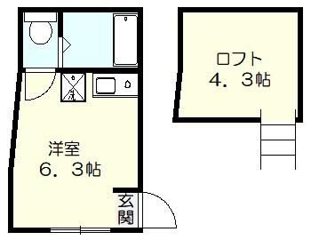 根岸ルフトハンザ(ワンルーム/2階)の間取り写真