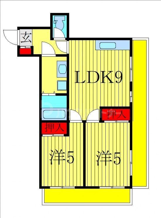 グランシティ新柏(2LDK/3階)の間取り写真