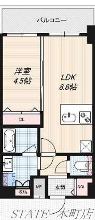 ベイサイドパークOSAKAノースレジデンシス(1LDK/11階)の間取り写真
