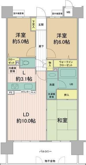 ダイアパレス徳重(3LDK/6階)の間取り写真