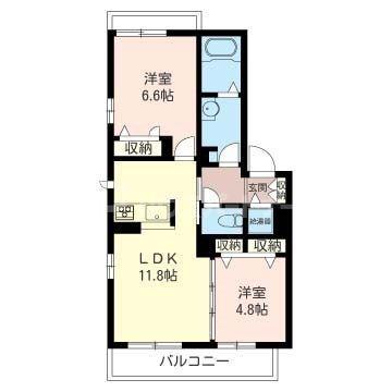 グリーンガーデンA(2LDK/2階)の間取り写真