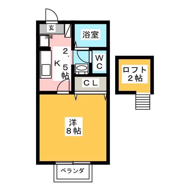 エクレール鎌倉(1K/2階)の間取り写真