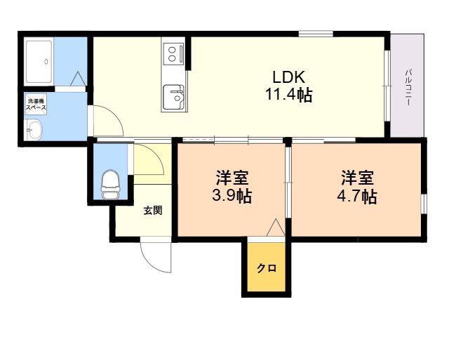 CHRONO桜並木(2LDK/3階)の間取り写真