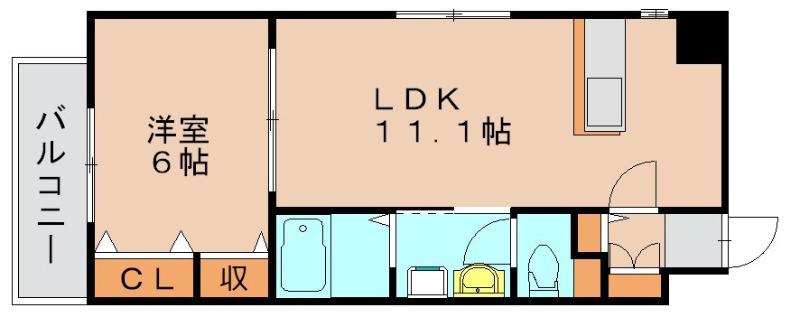 カルフール(1LDK/2階)の間取り写真