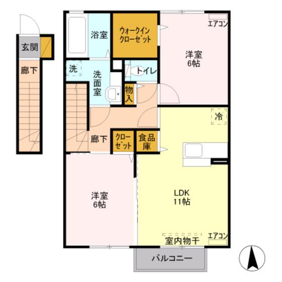 サンクブランシュ(2LDK/2階)の間取り写真