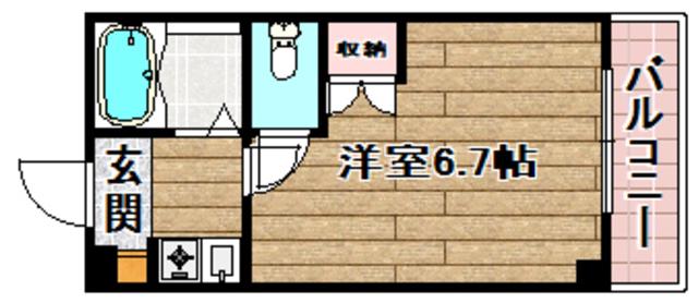フルーレ高槻(1K/2階)の間取り写真