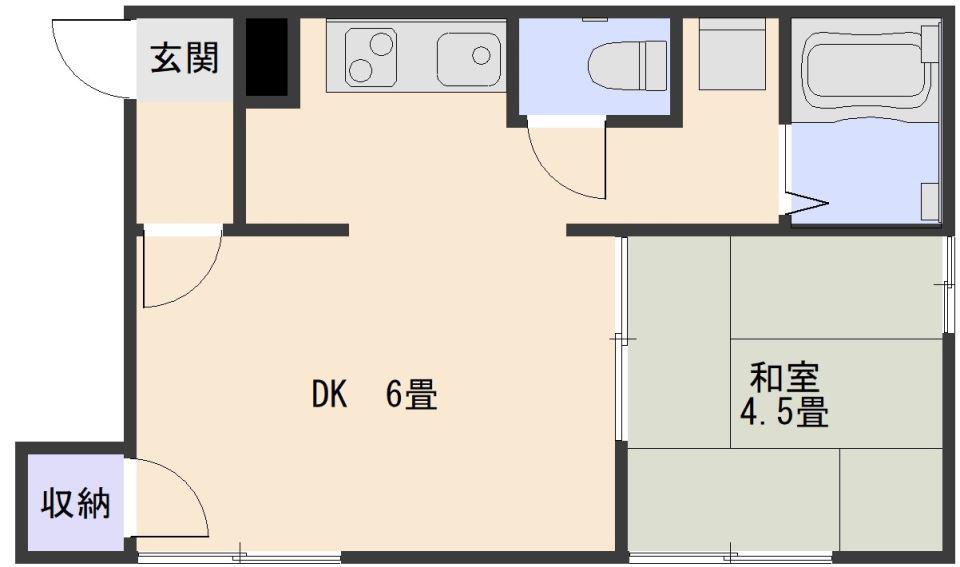 山下アパート(1DK/2階)の間取り写真