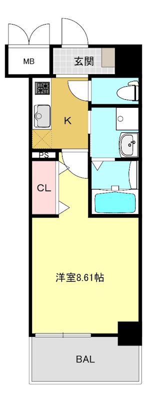 RAKUJU RESIDENCE 大倉山(1K/4階)の間取り写真