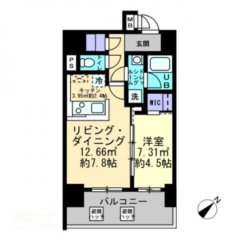 ルスト栗林町(1LDK/1階)の間取り写真